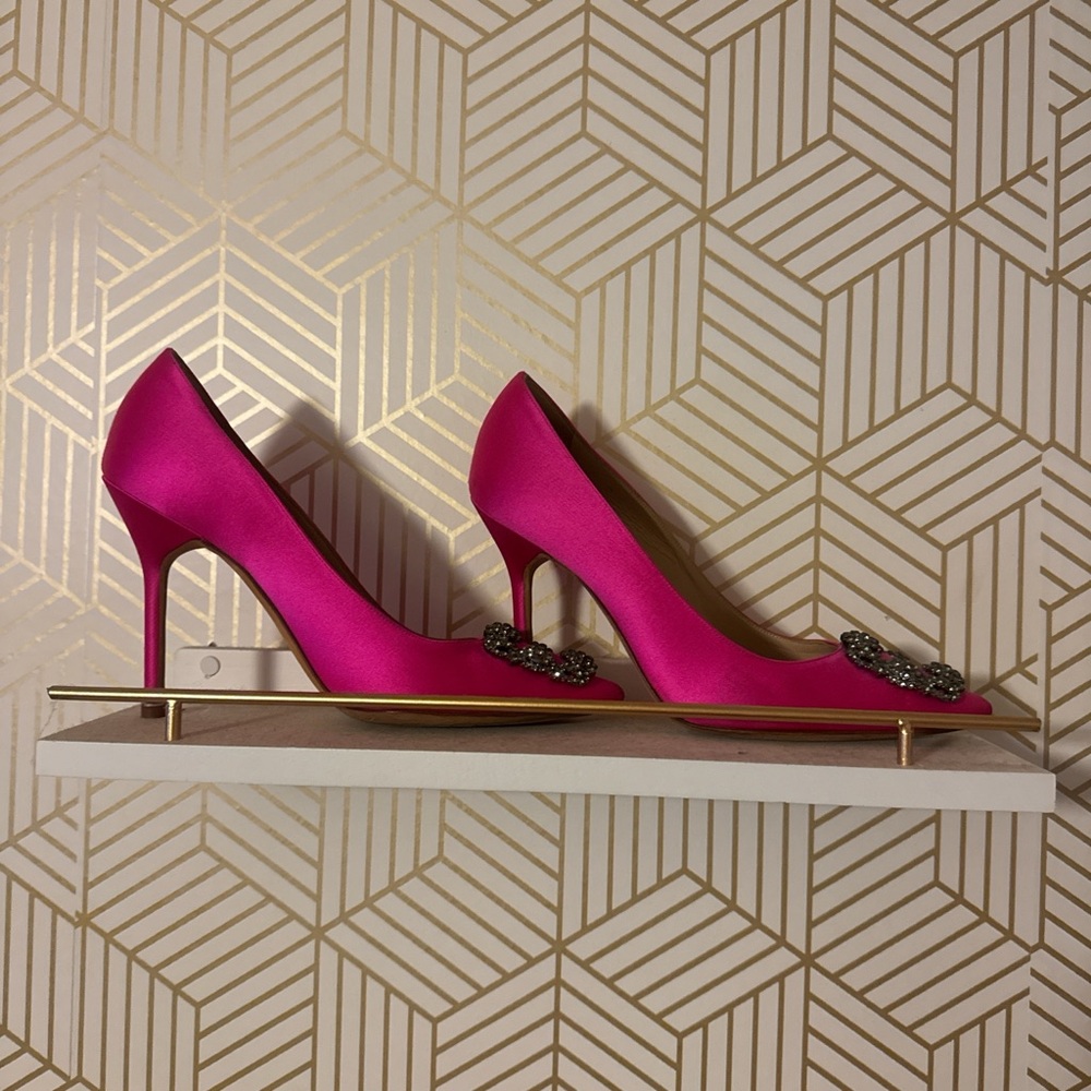 Manolo Blahnik Vibrant Pink Heels with Embellished Accents